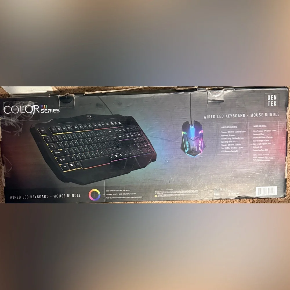 Gen Tek Color Play Series RGB Wired Keyboard and Mouse Bundle